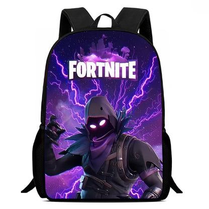 Mochila leve Fortnite Cartoon de 15 polegadas com alças ajustáveis para crianças, saco escolar diário para meninos e meninas dos 5 aos 9 anos