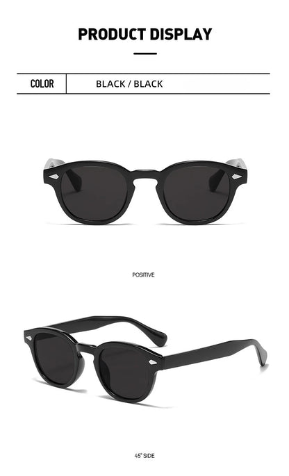 JNPCXI Vintage Round Sunglasses Women Men Retro Rivet Blue Gradient Female Sun Glasses UV400