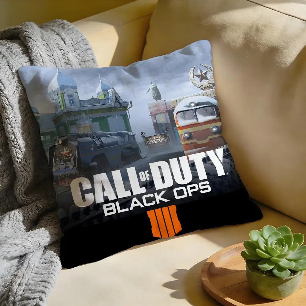 Cushion Cover Washed Linen Soft Breathable Decorative Case for Sofa Home Pillow cover Game C-Call of D-Duty Black Ops