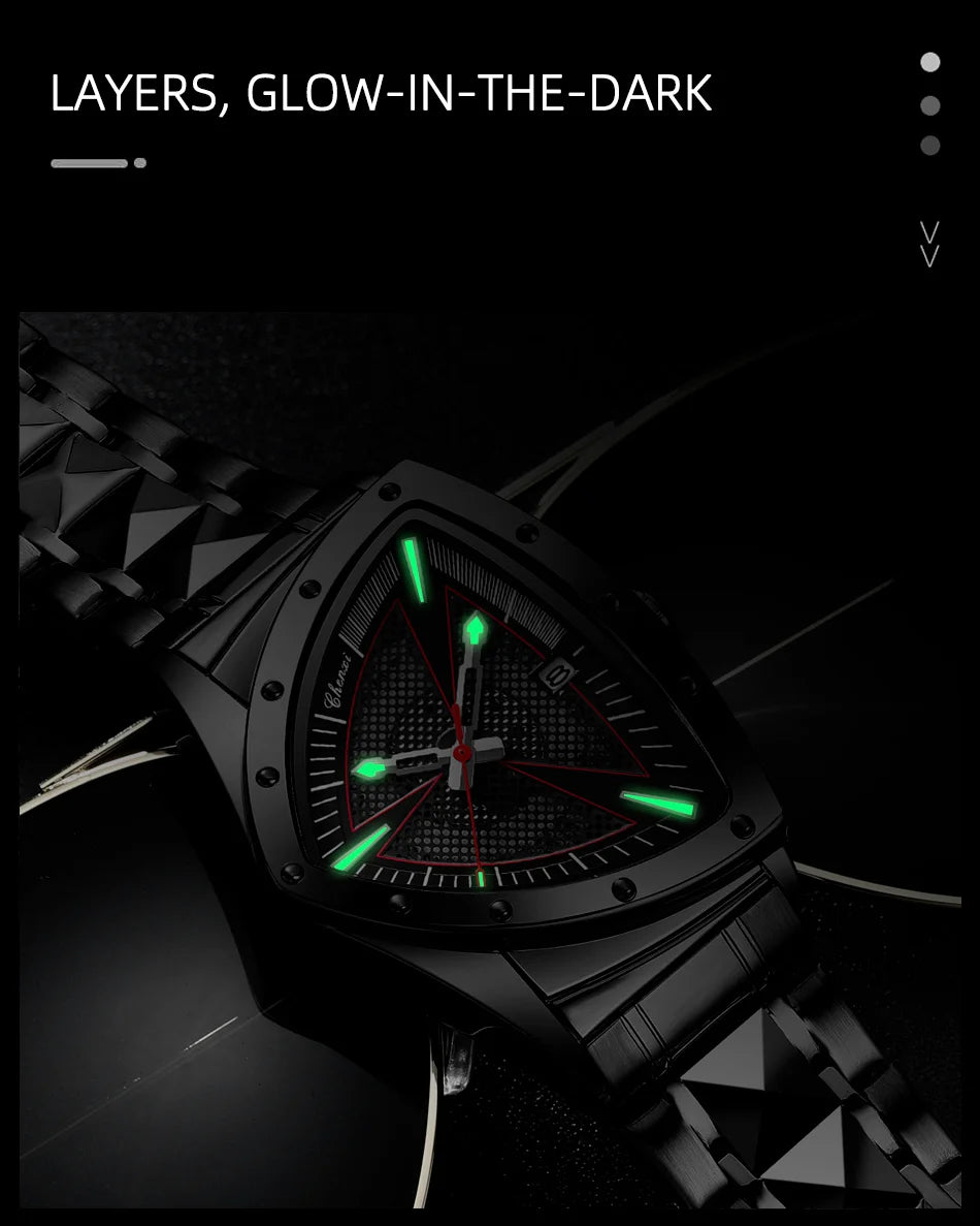 CHENXI Fashion Men's Watch Quartz Wristwatch Casual Hollow Triangle Watch Luxury Men's Gift Clock  Relojes Para