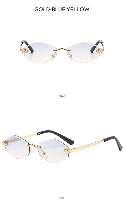 Frameless Rhombus Personalized Women's Sunglasses,Elegant And Versatile Classic Sunglasses Luxury And High-End Sunglasses UV400.