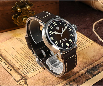 San Martin Fashion Men's Watch 40mm Pilot Automatic Mechanical YN55 PT5000 SW200 Stainless Steel Luminous Waterproof 100m