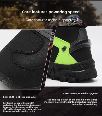 Casual Leather Motorcycle Riding Boots for Men Off-Road Motocross Shoes Breathable Wear Resistant