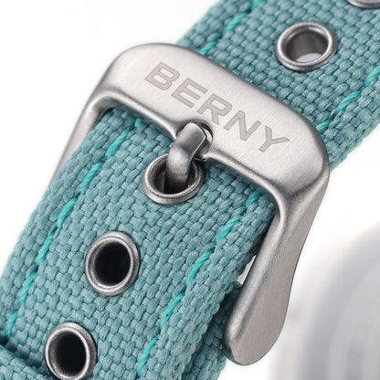 BERNY Chronograph Watch for Men/Women 37mm Dial Woven Fabric Sapphire AR Coated 5ATM Fashion Sport Calendar 316L Couple Watch