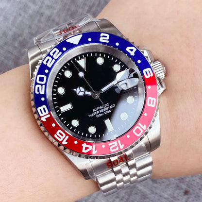 Relógio de Homem Automático Miyota8215 Impermeável 200m, Relógio de Mergulho 40mm com Movimento Mecânico, Luminoso, Bracelete Jubilee e Fecho Glide Lock