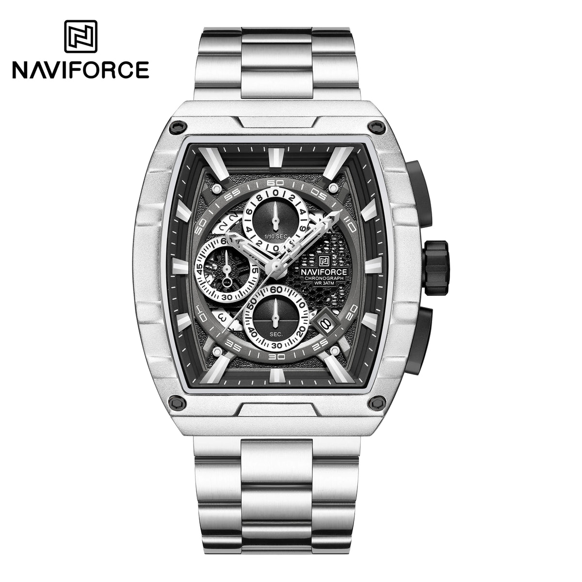 NAVIFORCE Luxury Chronograph Quartz Watch for Men Fashion Tonneau Stainless Steel Man Watches Waterproof Luminous WristWatch