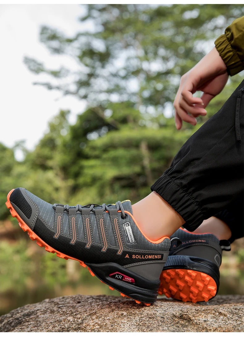Men's Waterproof Hiking Shoes Outdoor Breathable Travel Walking Shoes Tactical Training Shoes Comfortable Lockless Cycling Shoes