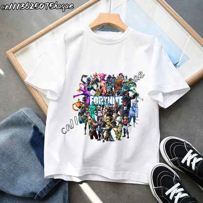 Summer New Fortnites Children T-shirts Cartoon Figure Graphic T-shirt Casual Sports Short Sleeves Sports Tops Kids Boys Clothing