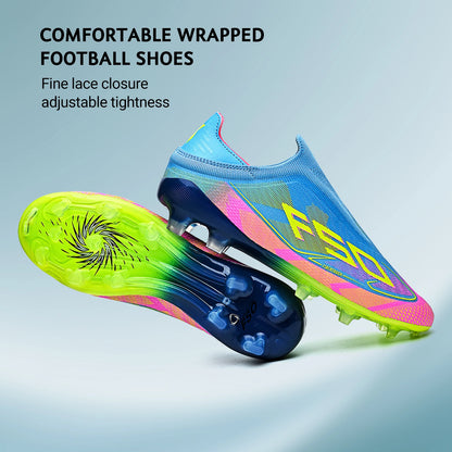 AG/FG Firm Ground Soccer Cleats for Men Women Kids Youth PU Fabric Rubber Sole Non-Slip Wear-Resistant Training Boots