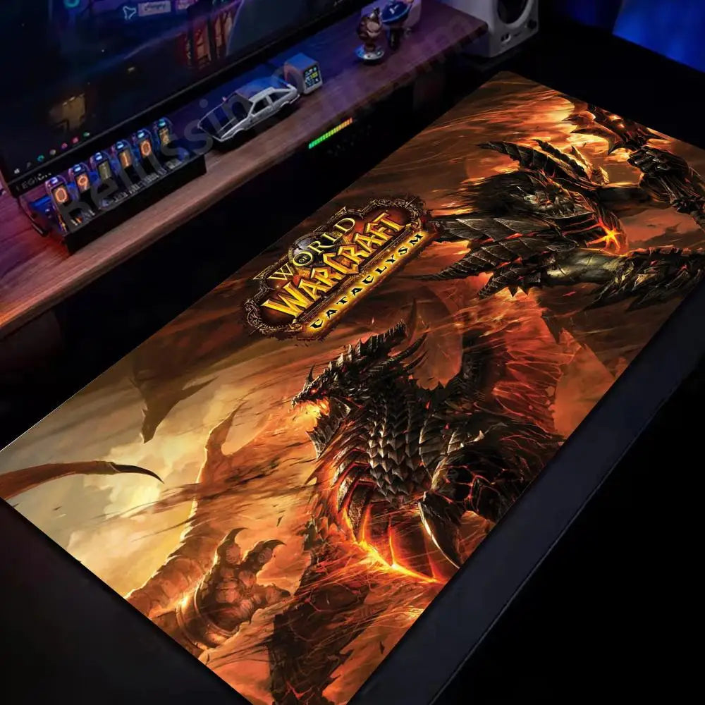 Naturlig Horde Alliance-musemåtte i gummi, stor skrivebords- og tastaturmåtte til computer, HD World Of Warcraft gaming-musemåtte med hurtig overflade og låst kant