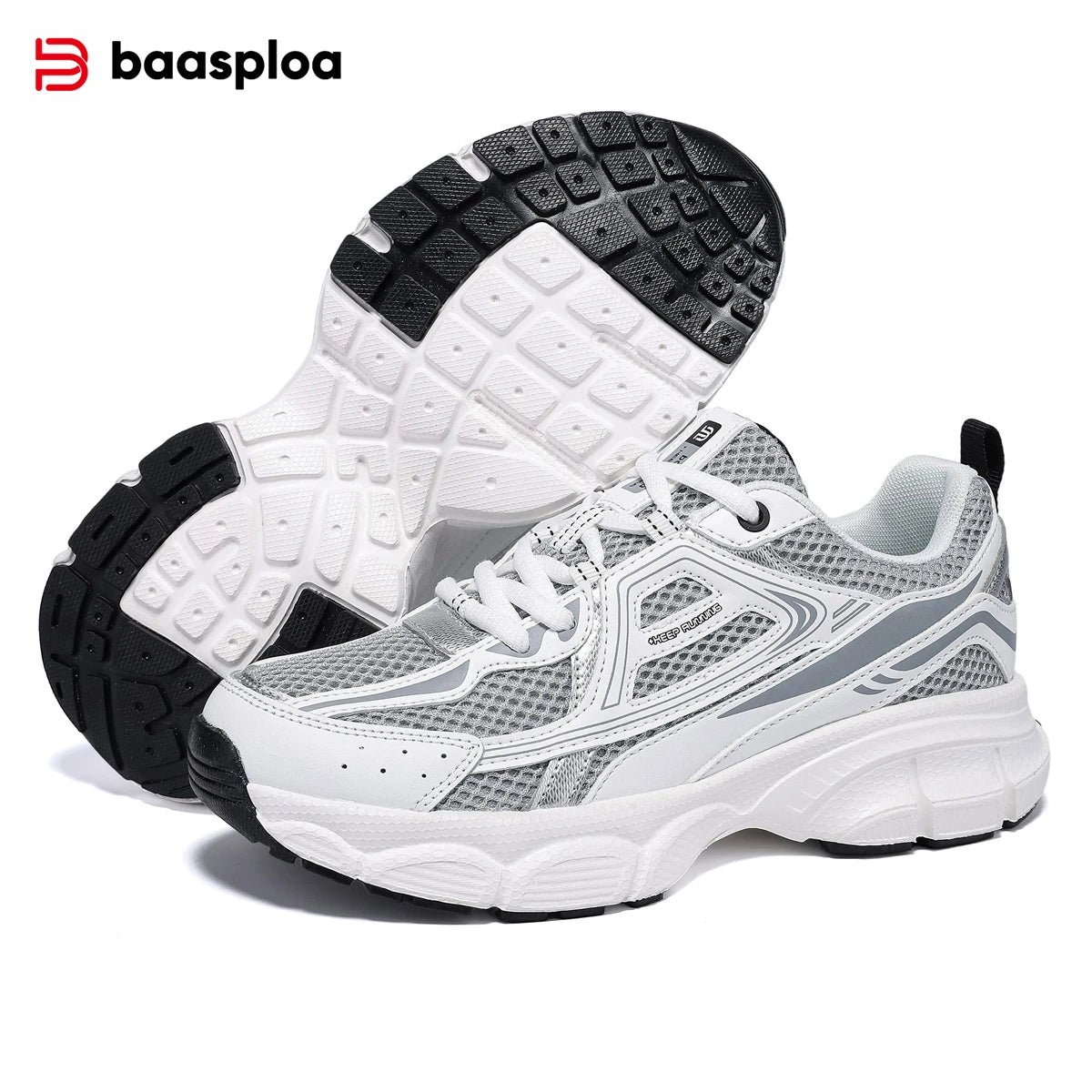 Baasploa Women Sports Shoes Outdoor Lightweight Breathable Jogging Sneakers Female Casual Mesh Anti-slip Lace Up Running Shoes