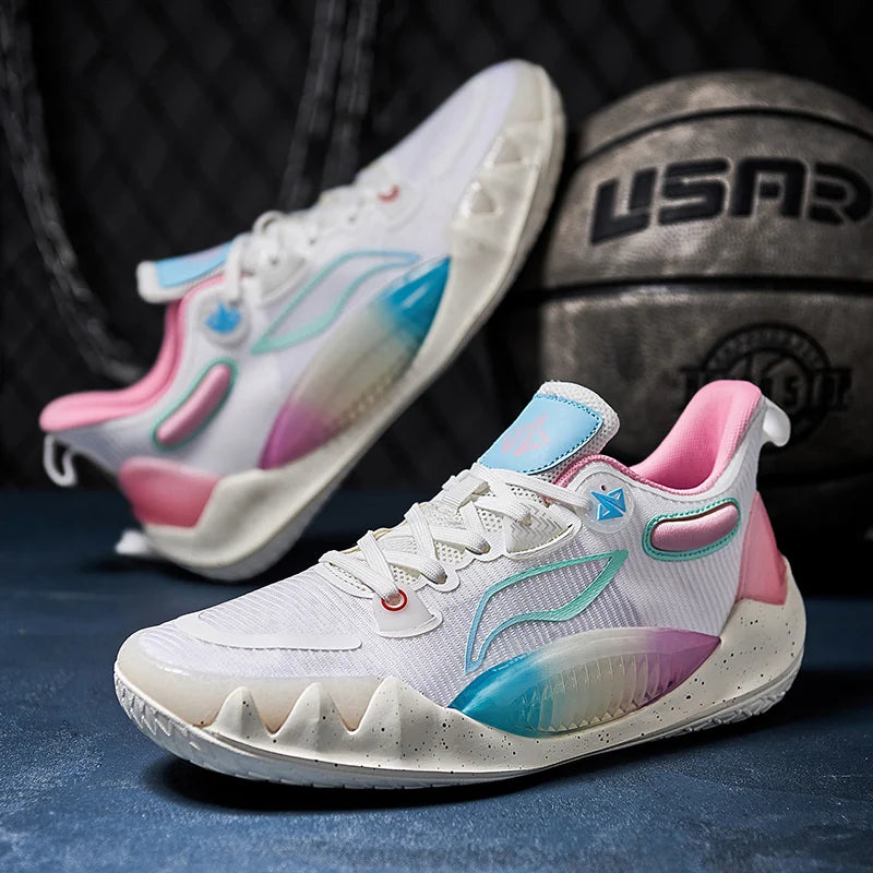 Men's Basketball Shoes Breathable Cushioning Non-Slip Wearable Runing Shoes Gym Training Athletic Basketball Sneakers for Men