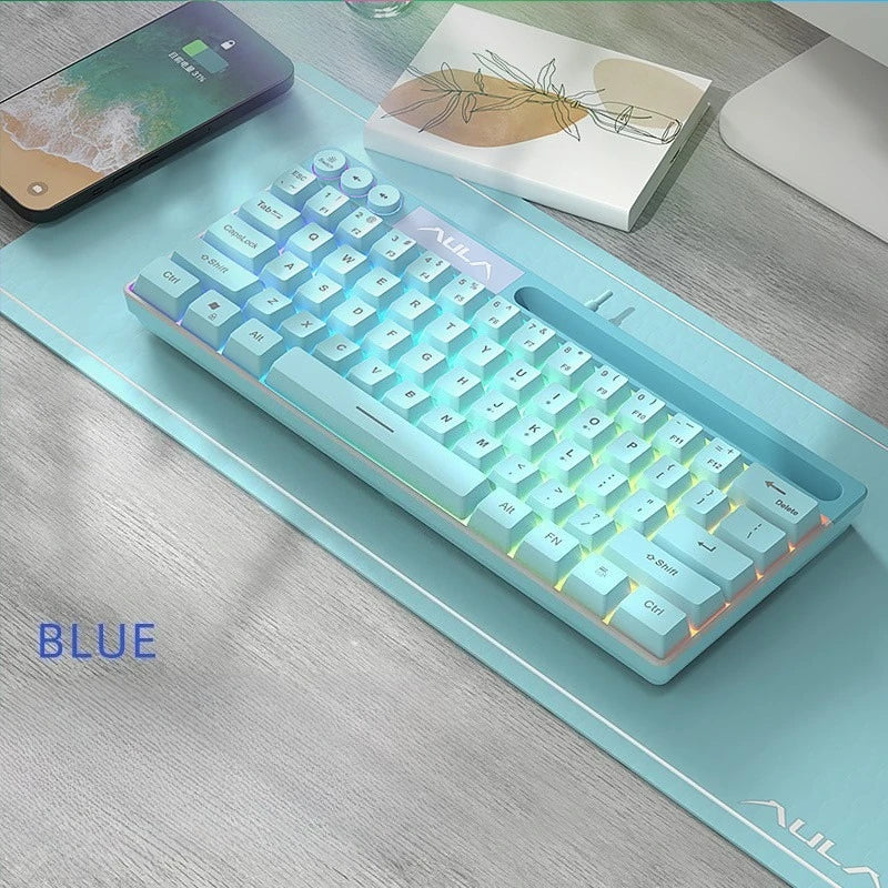 AULA F3061 Wired RGB Gaming Keyboard Membrane Keyboard 60% Gamer PC Keyboard USB Cute Keyboard