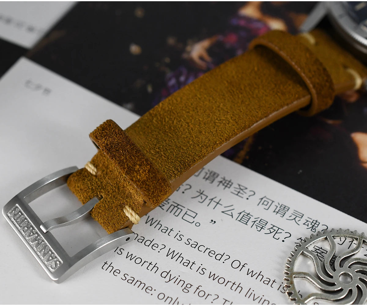 San Martin Vintage Men Quartz Watch Pilot VK64 Chronograph Watches Waterproof Luminous Quick Release Leather Strap SN0127