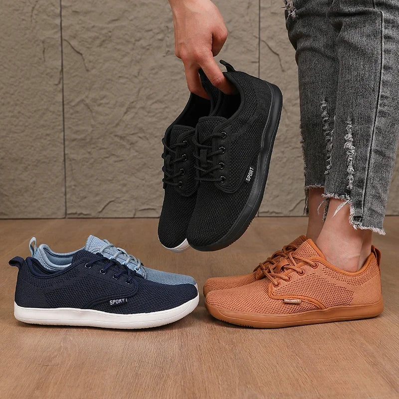 Summer Breathable Women's Flat Shoes Lightweight Mesh Comfortable Walking Shoes Men's Wide Foot Soft Sole Casual Wear Bare Foot