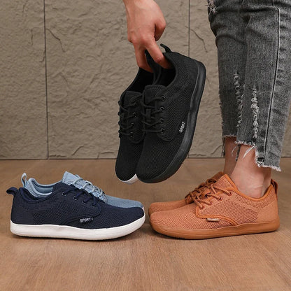 Summer Breathable Women's Flat Shoes Lightweight Mesh Comfortable Walking Shoes Men's Wide Foot Soft Sole Casual Wear Bare Foot