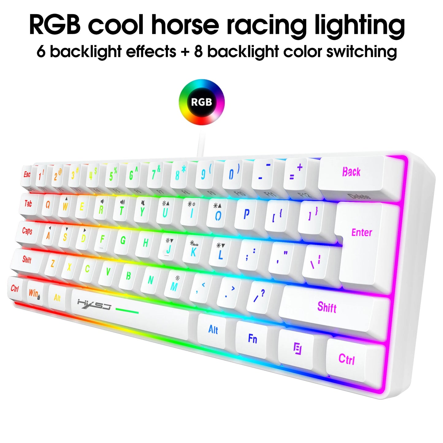 New Mini Gaming keyboard Wired Thin Film Keyboard 61-key Touch RGB Glow Multiple Quick Key Combination Suitable For Gaming Office