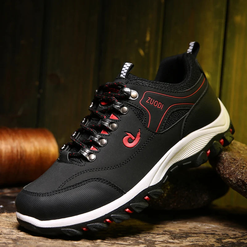 Autumn And Winter Models, Men's Waterproof Hiking Shoes, Outdoor PU Leather Sports Shoes, Wear-Resistant,  Walking, Tactical