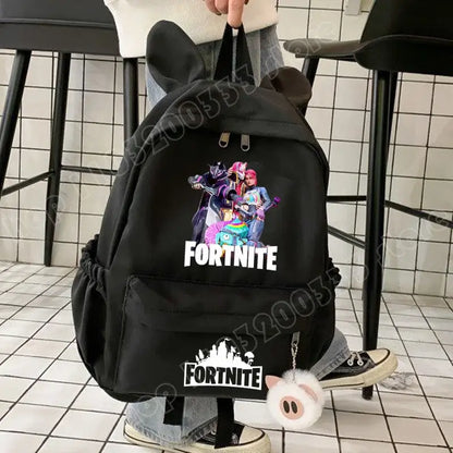 New Fortnite Cartoon Backpack Boy Girl Casual Schoolbag Large Capacity Student Bag Rabbit Ears Travel Backpack Stationery Gift