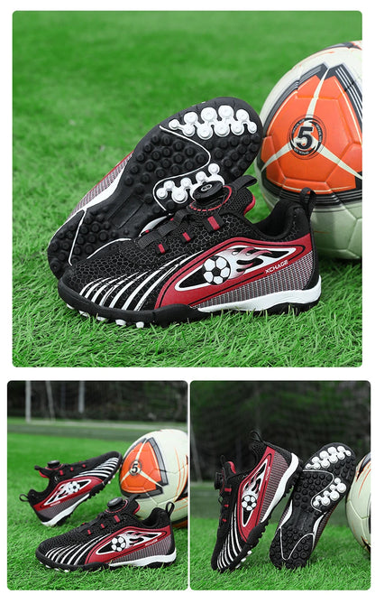 Children's Rotating Buckle Sneaker Students Competition Training Football Shoes Fashionable Lightweight Anti slip Footwear