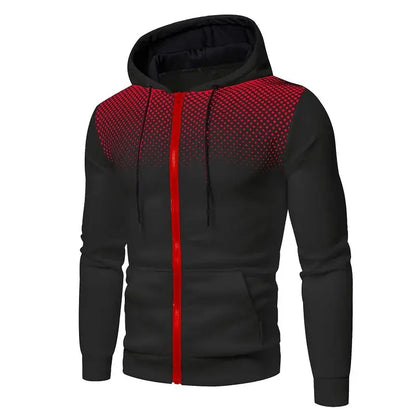 Produit gaming premium Fraquane Men's Zip Up Hoodie Pocket Polka Pot Print Hooded Sweatshirt Sport Outdoor Casual Slim Fit Men Spring AutumnZipper Hoodie