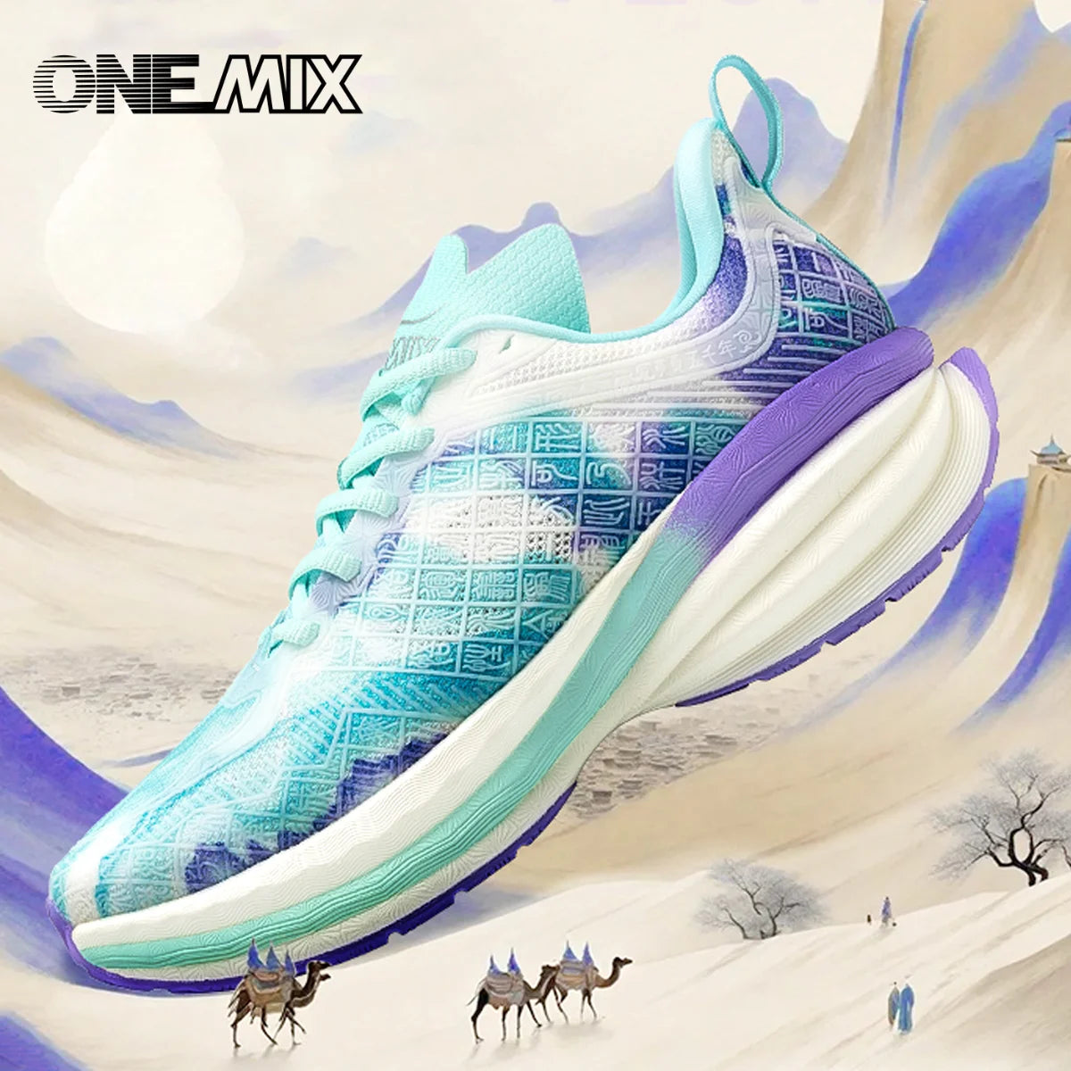 ONEMIX Chinese Sports Shoes New Shock-absorbent Men Running Shoes Non-slip Breathable Lightweight Outdoor Women Sneaker