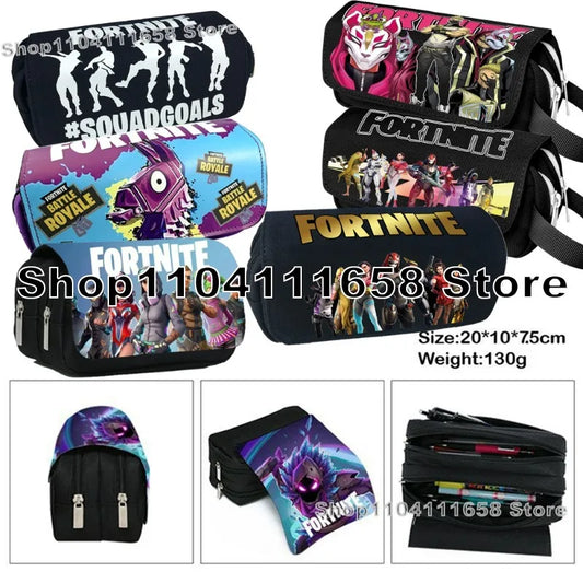 Fortnited Trousse Large Capacity Waterproof Velcro Pencil Case Student Black Estuche Stationery School Pennenzak Supplies