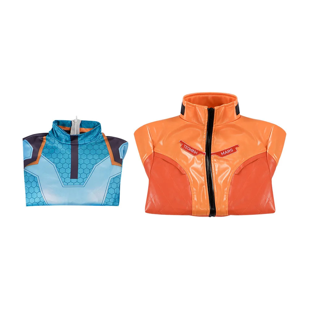 Conjunto completo de cosplay de Juno de Overwatch 2 com peruca e fato, roupa de heroína de suporte para Halloween e Carnaval, Juno Teo Minh, mulher e raparigas