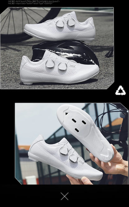 Speed Cycling Sneaker Men's Road Cycling Shoes Cleat Shoes Spd Shoes Cycling Flat Pedal Shoes Man Bike Outdoor Footwear White