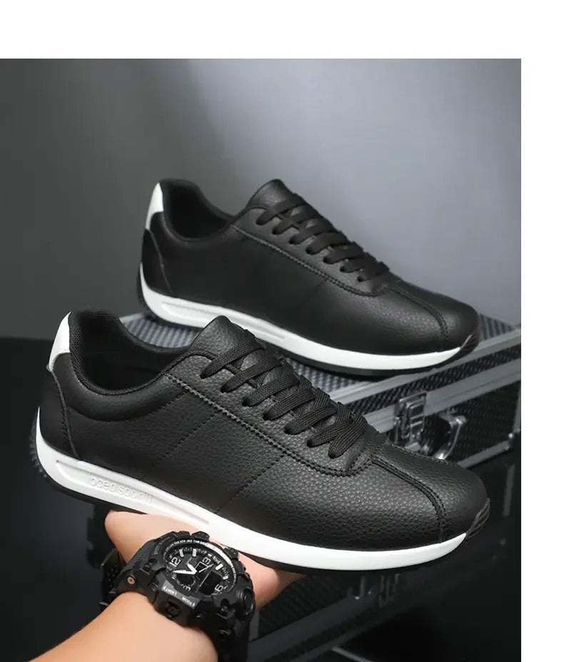 Leisure Running Summer Fashion Anti Slip Mountaineering PU Leather Sports Shoes Tennis Trend  Hot Selling Men White Flat Shoes