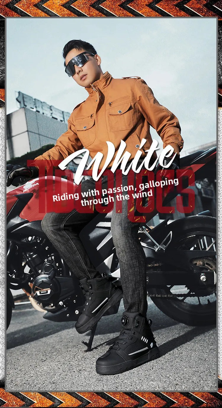 Motorcycle Boots Men Biker Shoes Moto Sneaker Microfiber Leather Adventure Motocross Shoes Anti-slip Motorcycle Equipment