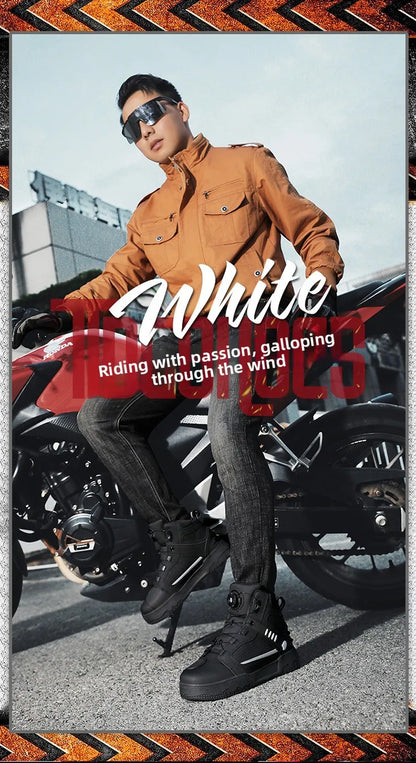 Motorcycle Boots Men Biker Shoes Moto Sneaker Microfiber Leather Adventure Motocross Shoes Anti-slip Motorcycle Equipment