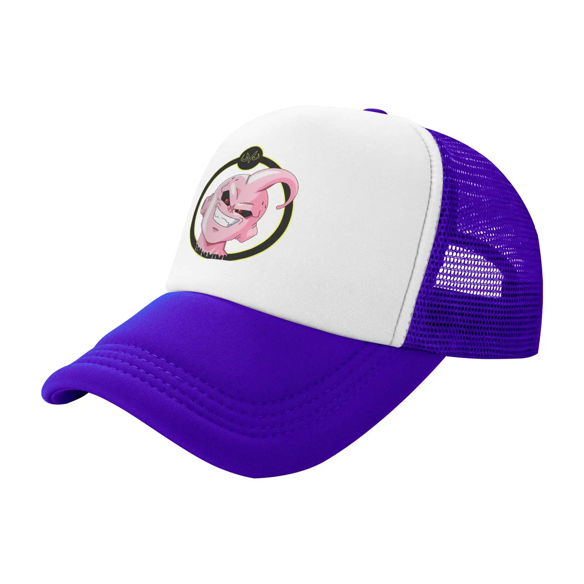 Dragon Ball  Kid Buu Trucker Cap Unisex  Hats Sun Caps Trucker Cap Adjustable Polyester Mesh Baseball Cap Summer, produit gaming premium Fraquane, nouvelle génération