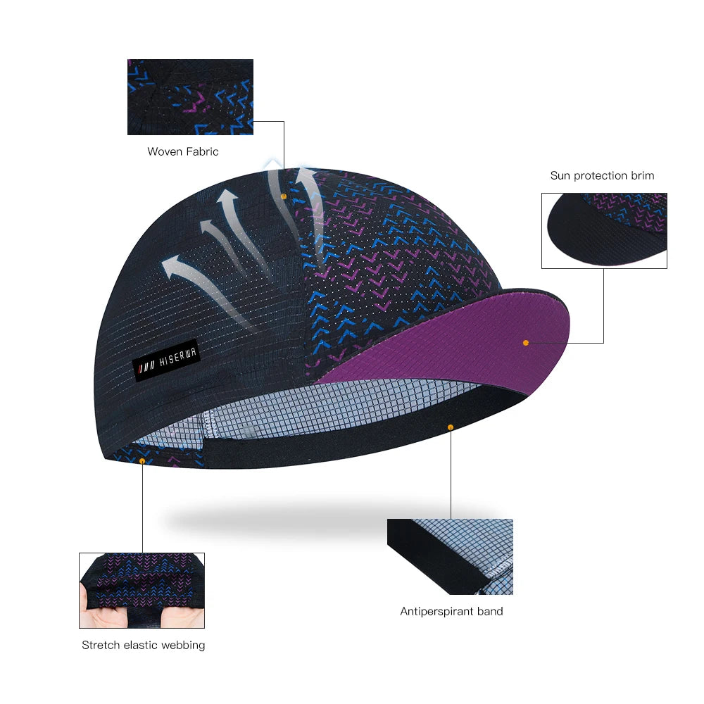 HISERWA Men Women Cycling Cap Sun Protection Summer Breathable Sports Quick Dry Bicycle Cycling Hat Bike Headwear Gorra Ciclismo