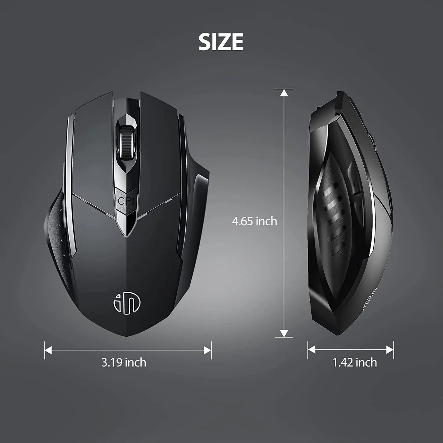 INPHIC A1 Bluetooth Wireless Mouse Rechargeable Tri-Mode 2.4G Optical Mouse for Laptop, Mac, PC, Tablet & Mobile with 1600 DPI