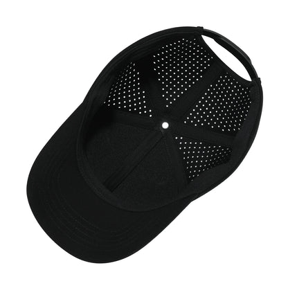 Casquette de baseball pour homme VOBOOM à séchage rapide, en maille découpée au laser, à visière incurvée et fermeture à pression, pour le sport en plein air, la course à pied et les voyages, couleur noire