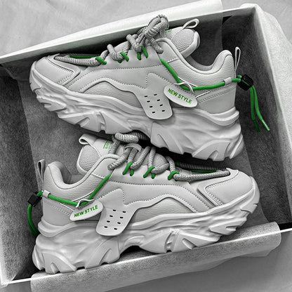Men's shoes, seasonal leather trend, soft sole, sports running shoes, campus style, casual and versatile, fashionable dad shoes