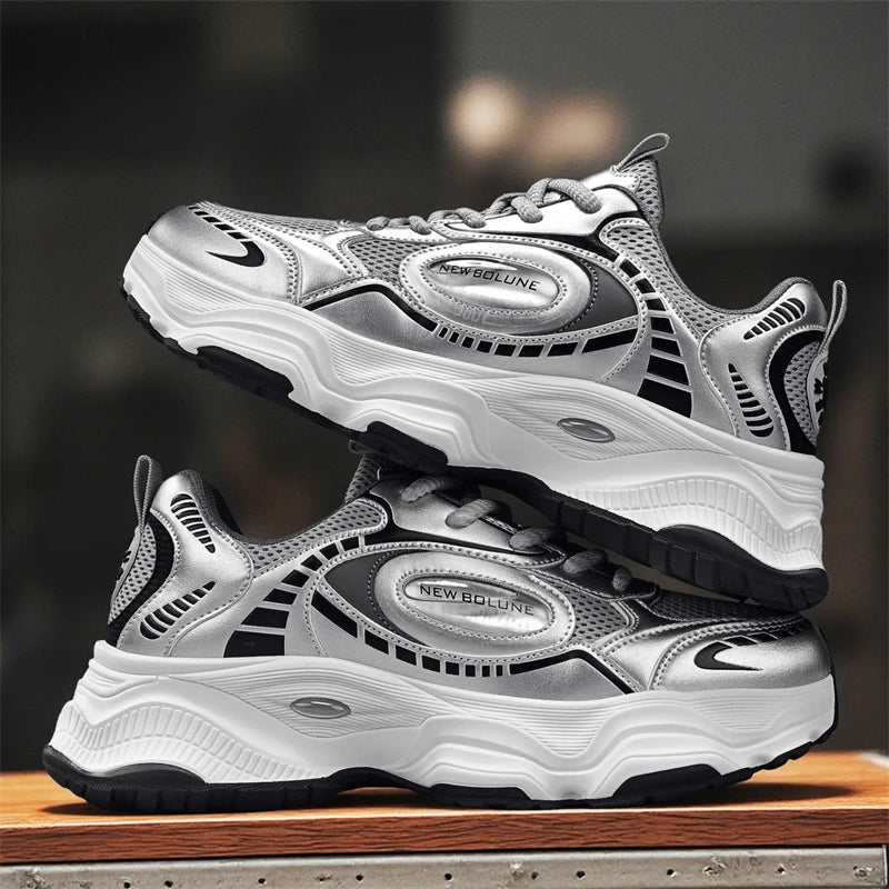 Mens Sports Shoes 2026 New Mesh Breathable Thick Sole Height Increasing Wear-resistant Daily Commuting Versatile Casual Sneakers