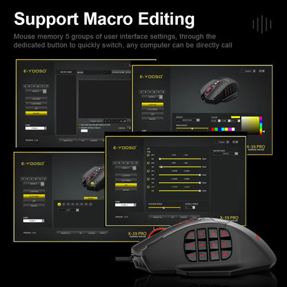 E-YOOSO X-39 USB Wired RGB Gaming Mouse, 24000 DPI Programmable Gaming Mouse with 19 Buttons, Optical Gaming Mouse for PC & Laptop