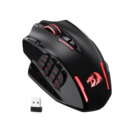 Rato Gaming Redragon M913 16000 DPI com Fio e Sem Fios 2.4Ghz, Ótico RGB, 16 Botões Programáveis, Preto/Branco