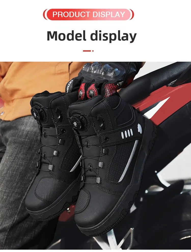 Motorcycle Boots Men Biker Shoes Moto Sneaker Microfiber Leather Adventure Motocross Shoes Anti-slip Motorcycle Equipment