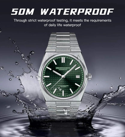 SPECHT&SOHNE New 37MM Men's Watches Luxury Automatic Watch For Men Rose Gold Stainless Steel Mechanical Wristwatch Waterproof