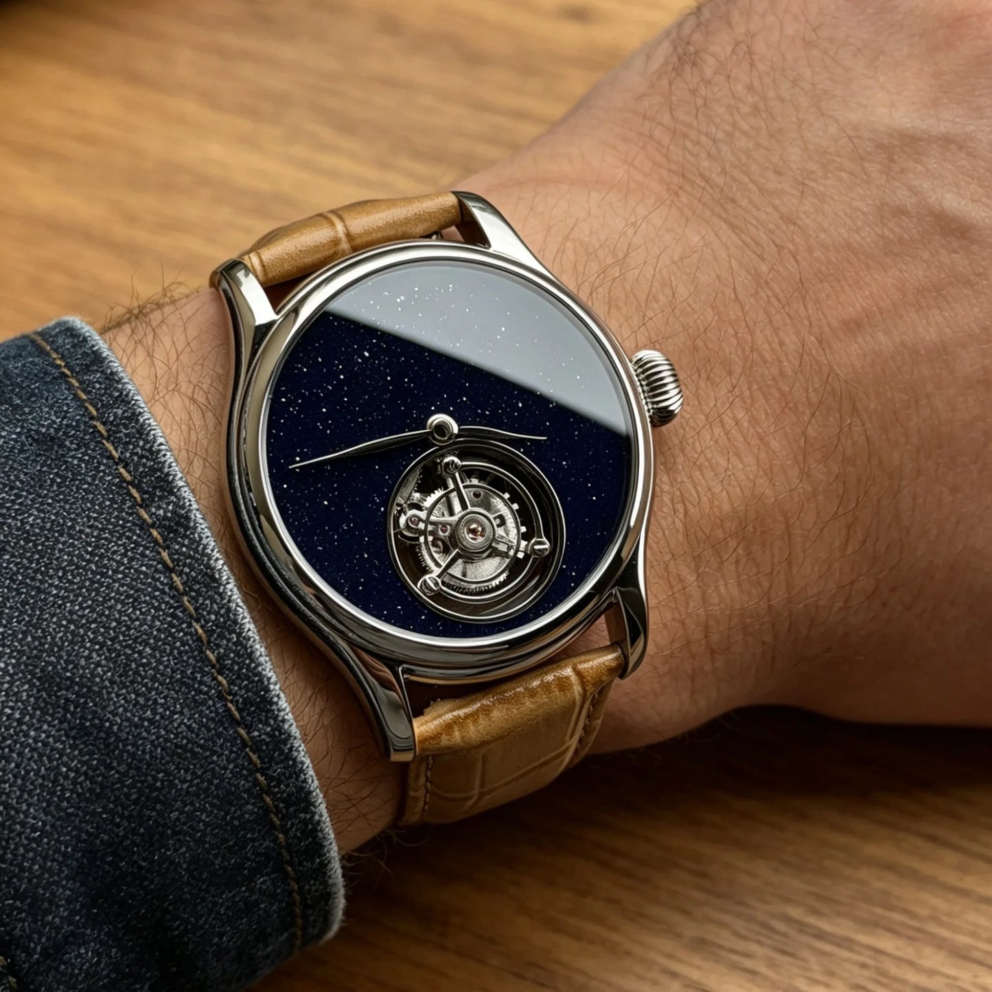 Merkur 100% Tourbillon Watch Men's Natural Stone Dial Sapphire Watch For Men Mechanical Wristwatches Relogio Masculino