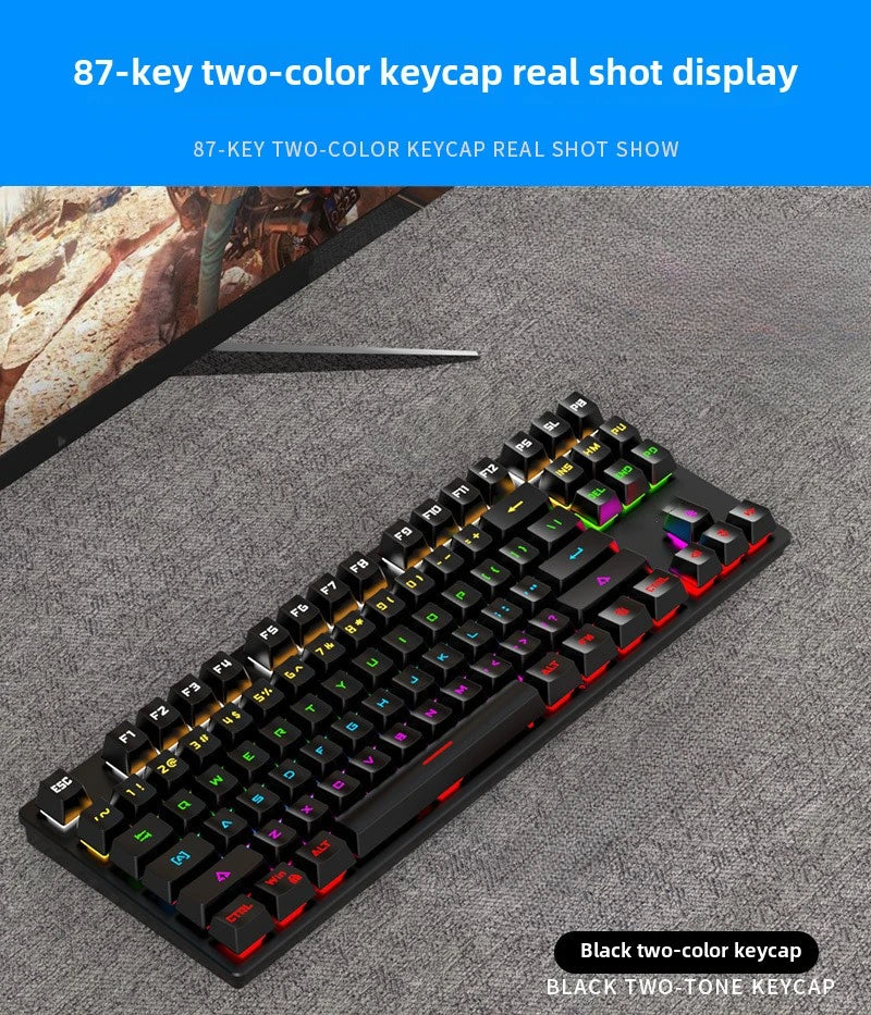 Gamer Mechanical Keyboard 87 Keys Gaming 80% Backlit Key Board Ergonomic Computer Office Wired Mini PC Numpad Pink White Black