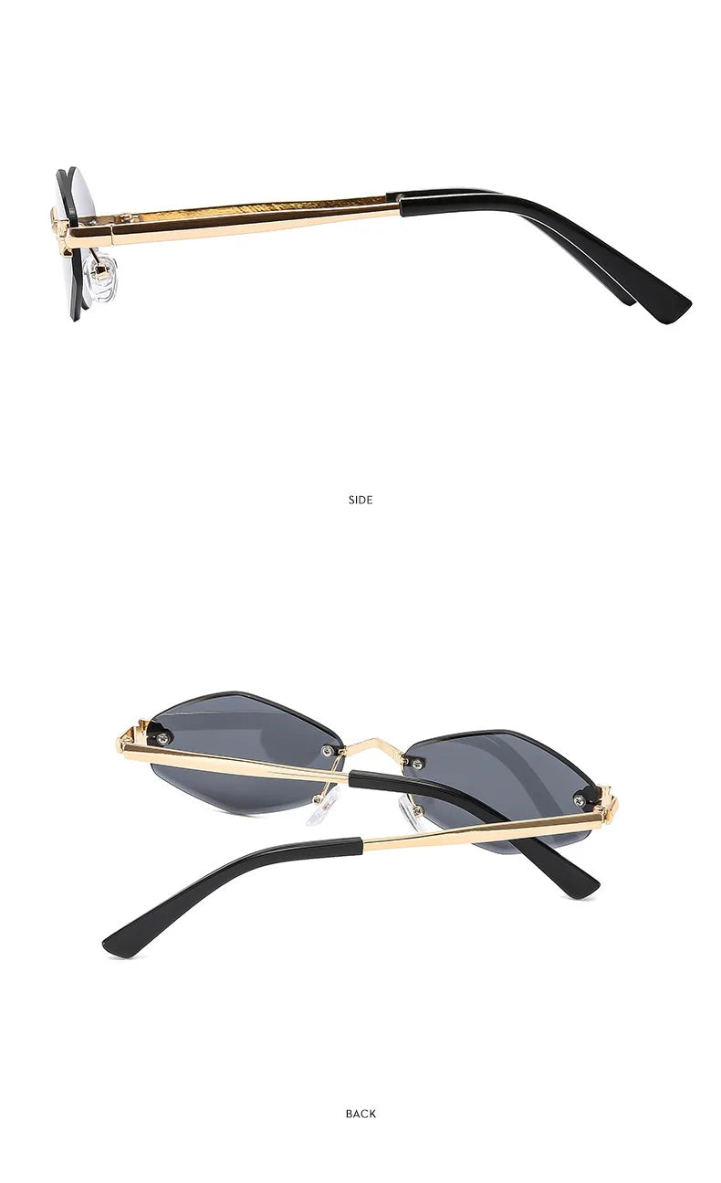 Frameless Rhombus Personalized Women's Sunglasses,Elegant And Versatile Classic Sunglasses Luxury And High-End Sunglasses UV400.