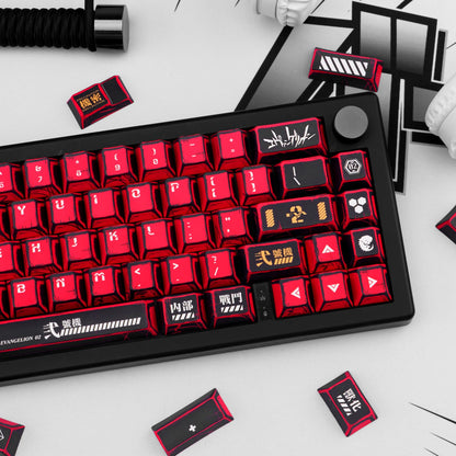 Manga Red Black Cherry Keycap Kit PBT 129 Key MX Switch HI75 HI8 68 F99 104 64 Wooting Mechanical Keyboard