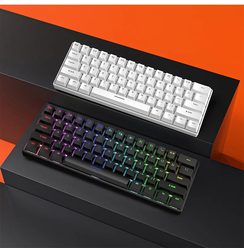 Mechanical Keyboard Gamer Keyboards Mini USB 61-Key Computer 60% Kit Upgrade Wired Ergonomic Semi-Mechanical White Teclado PC