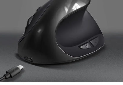 BTS-908 Bestseller — ładowalna pionowa mysz ergonomiczna, bezprzewodowa, odbiornik USB 2.4G, regulowane 1600 DPI, 6 przycisków