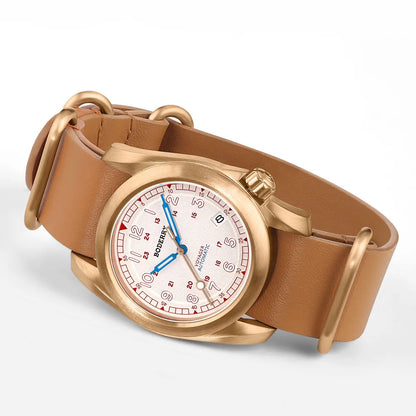 Boderry VOYAGER Field Watches Bronze Case Automatic For Seiko NH35 Watch 100M Waterproof Clock Military Vintage Wristwatch Mens