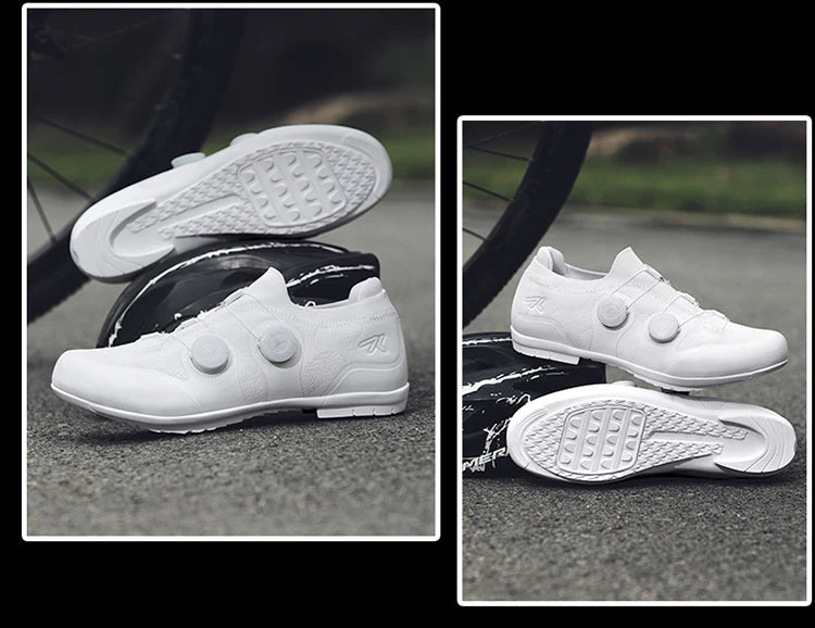Cycling shoes road bike unisex, HsYixin breathable SPD self-locking non-slip racing road bike shoes flat MTB bicycle sneakers